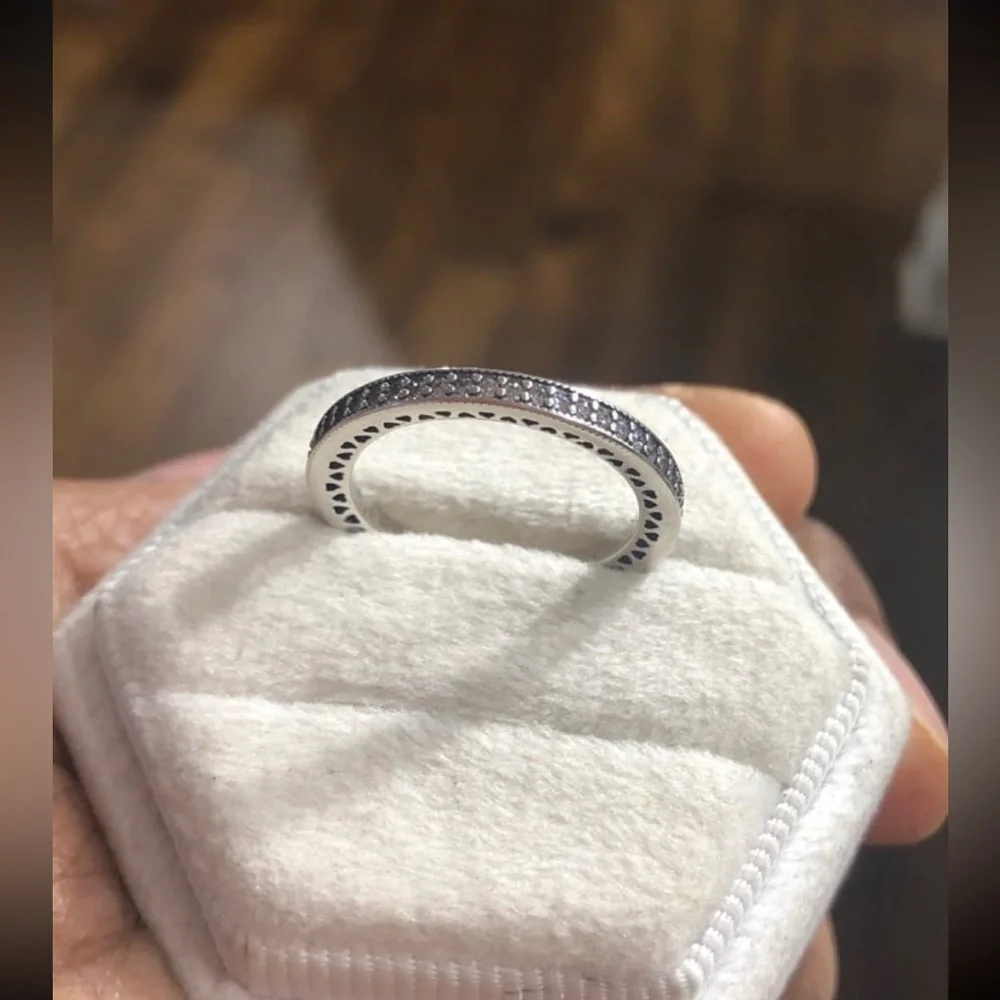 - Sparkle and hearts ring from pandora size 8 US 56 certified